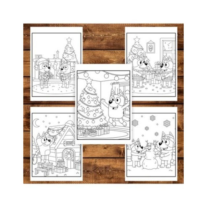 Carti si Birotica - Carti - Carti pentru copii - Carti de colorat - Carte de colorat pentru copii, 40 de ilustratii Craciunul cu Bluey - Volumul I, 86 pagini, A5 - Infinity.ro