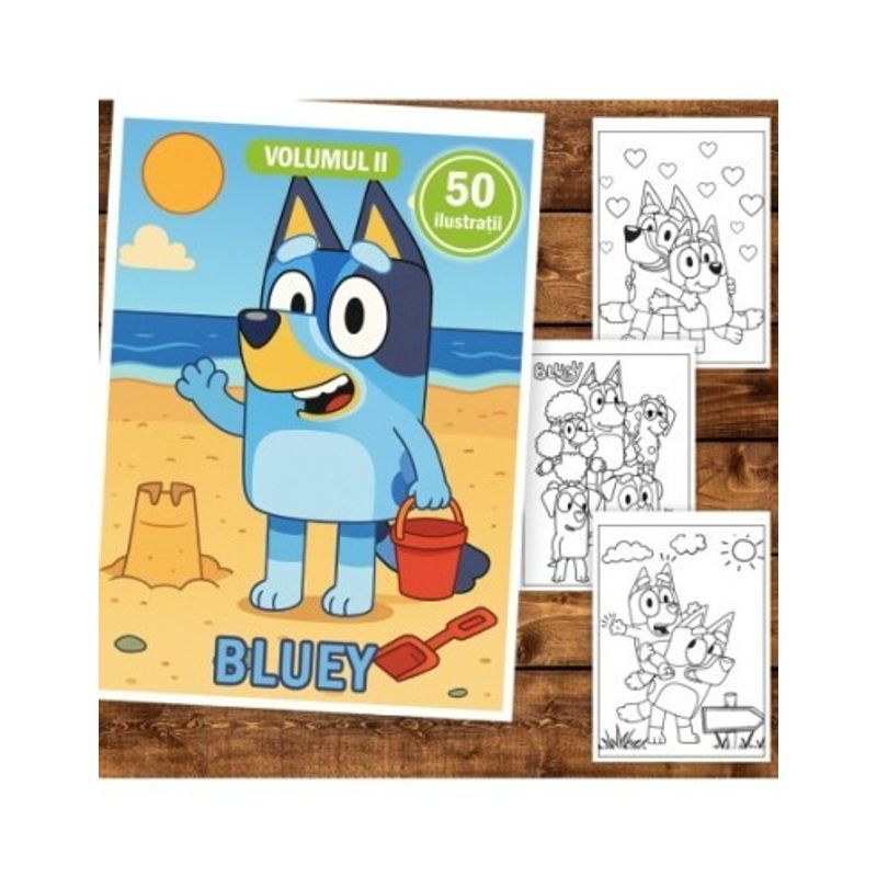 Carti si Birotica - Carti - Carti pentru copii - Carti de colorat - Carte de colorat pentru copii, 50 de ilustratii Bluey - Volumul II, 106 pagini, A5 - Infinity.ro