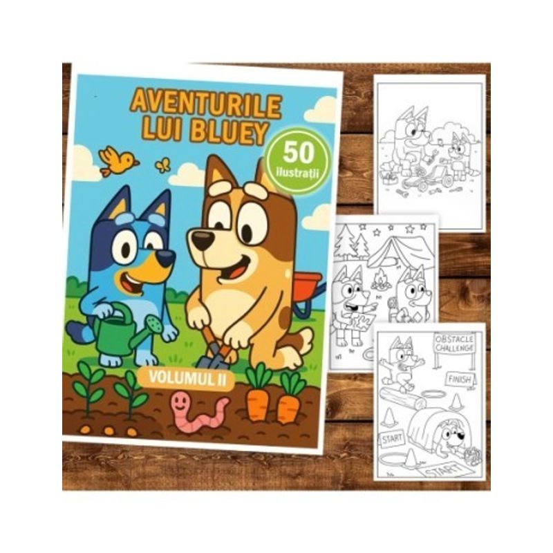 Carti si Birotica - Carti - Carti pentru copii - Carti de colorat - Carte de colorat pentru copii, 50 de ilustratii Aventurile lui Bluey - Volumu, 106 pagini, A5 - Infinity.ro