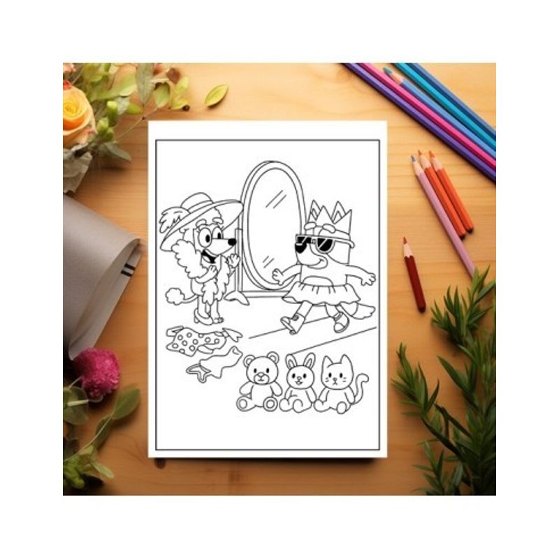 Carti si Birotica - Carti - Carti pentru copii - Carti de colorat - Carte de colorat pentru copii, 50 de ilustratii Aventurile lui Bluey - Volumu, 106 pagini, A5 - Infinity.ro