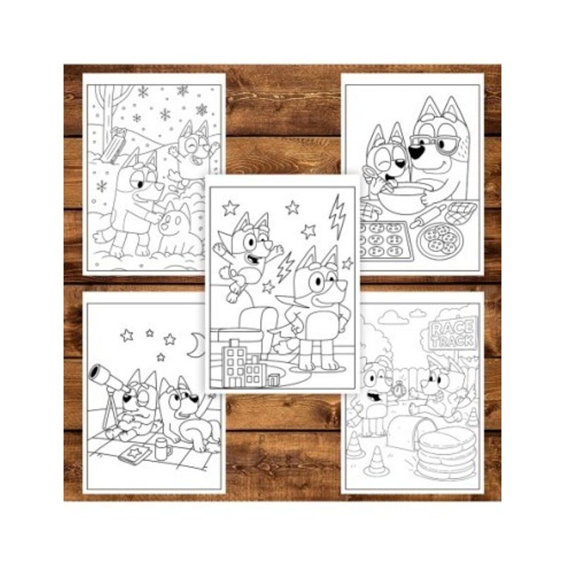 Carti si Birotica - Carti - Carti pentru copii - Carti de colorat - Carte de colorat pentru copii, 50 de ilustratii Aventurile lui Bluey - Volumu, 106 pagini, A5 - Infinity.ro