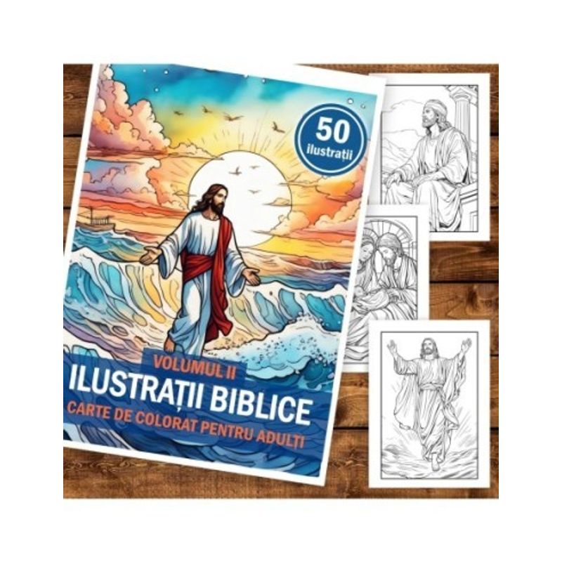 Carti si Birotica - Carti - Carti pentru copii - Carti de colorat - Carte de colorat pentru copii, 50 de ilustratii Biblice - Volumul II, 106 pagini, A5 - Infinity.ro