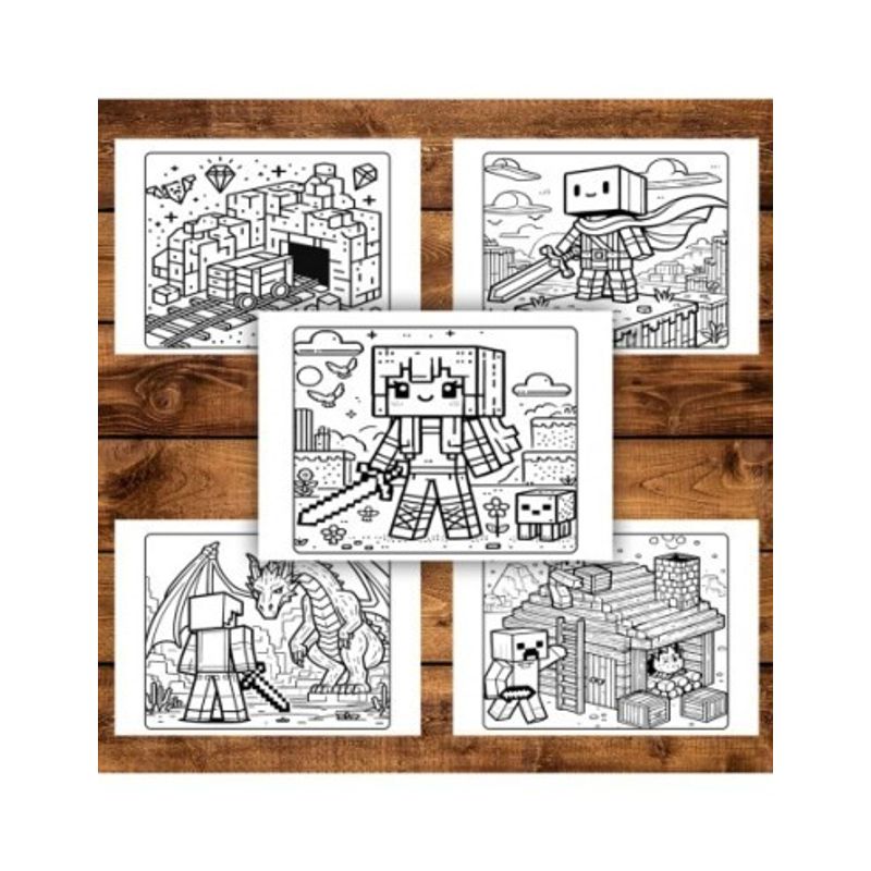Carti si Birotica - Carti - Carti pentru copii - Carti de colorat - Carte de colorat pentru copii, 50 de ilustratii Minecraft - Volumul III, 106 pagini, A5 - Infinity.ro