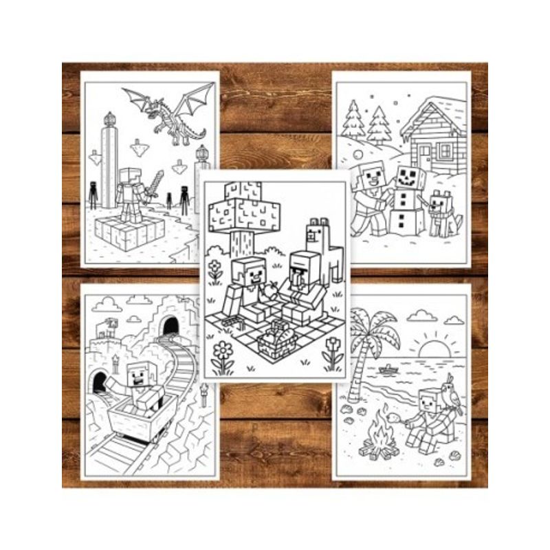 Carti si Birotica - Carti - Carti pentru copii - Carti de colorat - Carte de colorat pentru copii, 50 de ilustratii Minecraft - Volumul II, 106 pagini, A5 - Infinity.ro