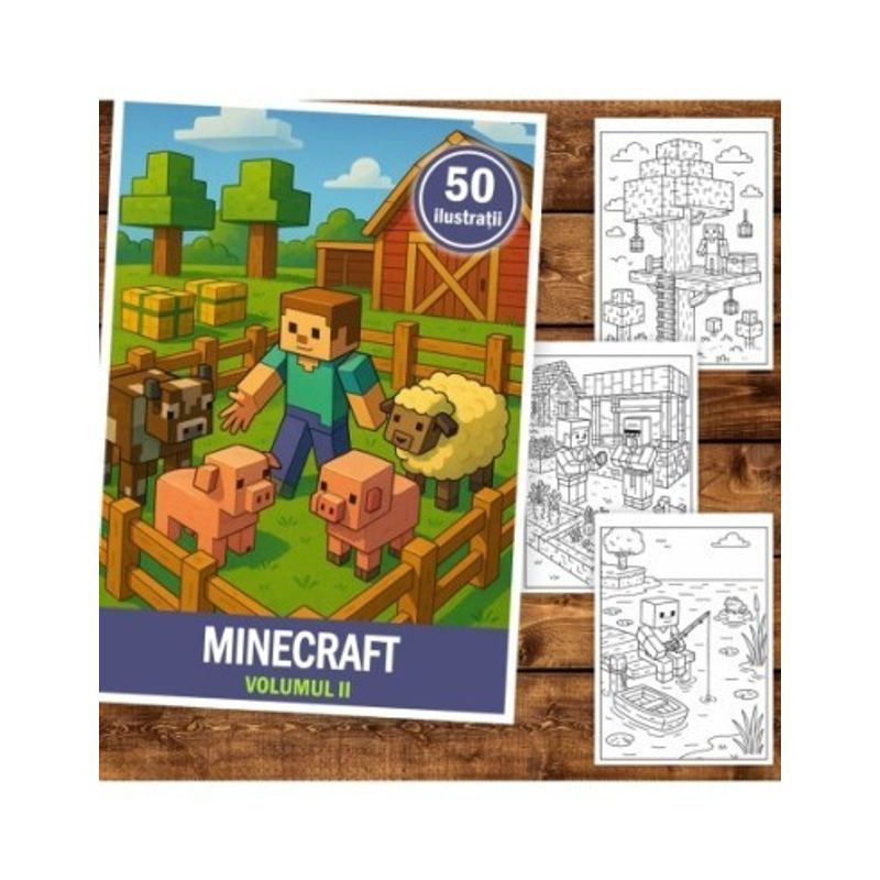 Carti si Birotica - Carti - Carti pentru copii - Carti de colorat - Carte de colorat pentru copii, 50 de ilustratii Minecraft - Volumul II, 106 pagini, A5 - Infinity.ro