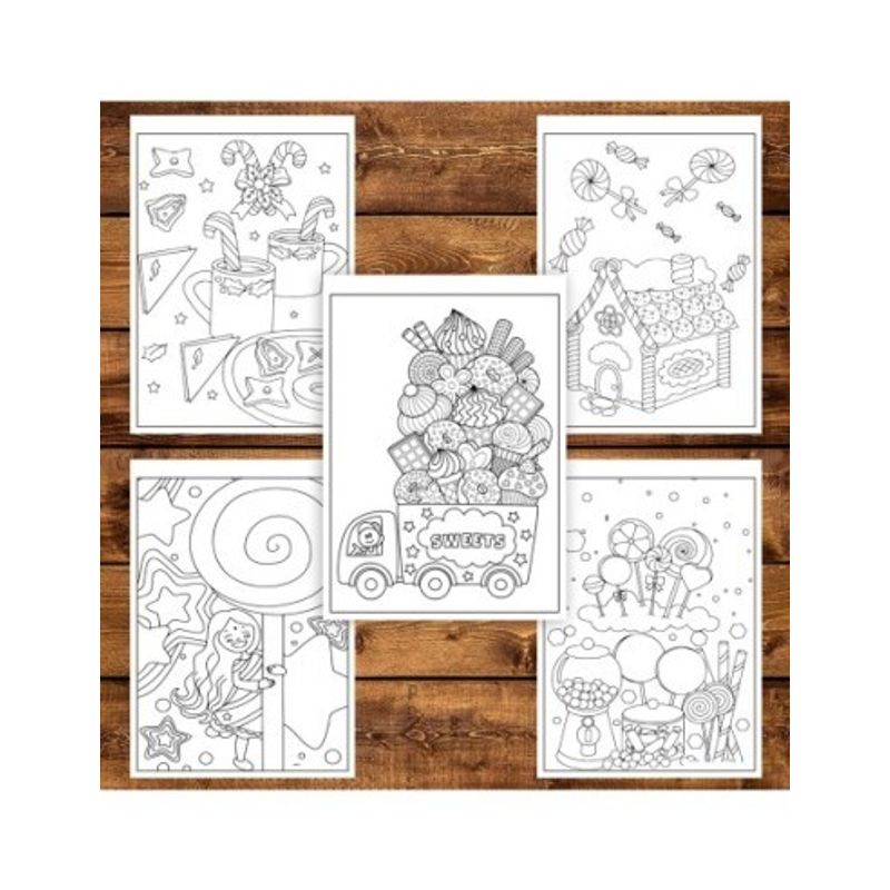 Carti si Birotica - Carti - Carti pentru copii - Carti de colorat - Carte de colorat pentru copii, 50 de ilustratii Lumea Dulcurilor, 106 pagini, A5 - Infinity.ro