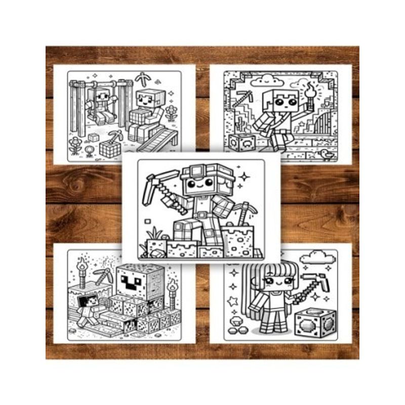 Carti si Birotica - Carti - Carti pentru copii - Carti de colorat - Carte de colorat pentru copii, 50 de ilustratii Minecraft - Volumul III, 106 pagini, A5 - Infinity.ro