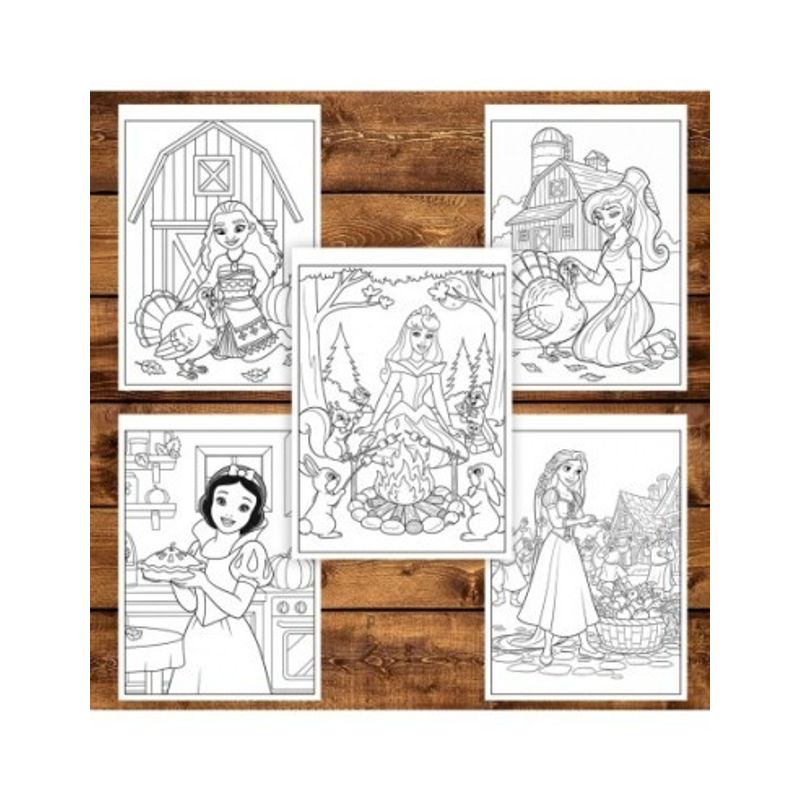 Carti si Birotica - Carti - Carti pentru copii - Carti de colorat - Carte de colorat pentru copii, 50 de ilustratii Printese din Desene - Volumul V, 106 pagini, A5 - Infinity.ro