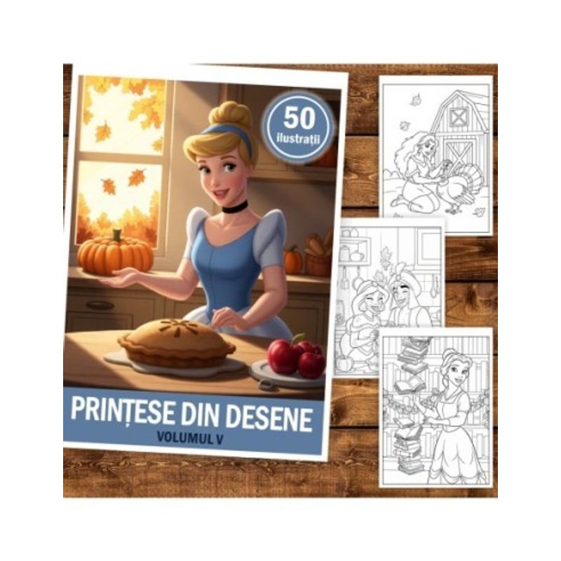 Carti si Birotica - Carti - Carti pentru copii - Carti de colorat - Carte de colorat pentru copii, 50 de ilustratii Printese din Desene - Volumul V, 106 pagini, A5 - Infinity.ro