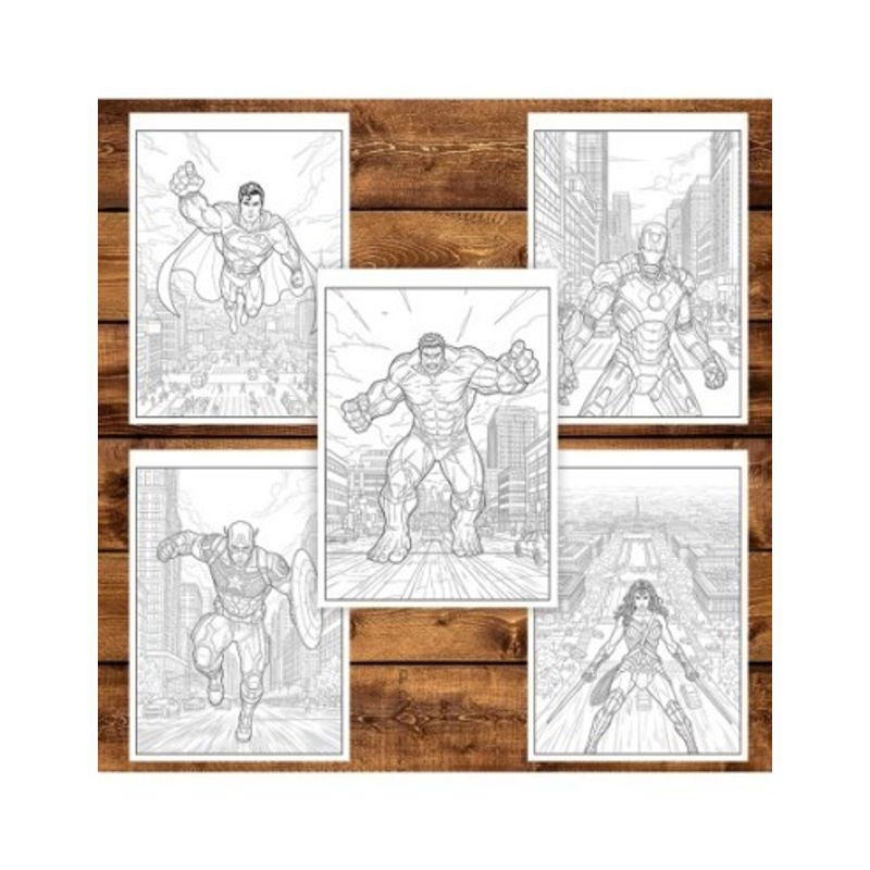 Carti si Birotica - Carti - Carti pentru copii - Carti de colorat - Carte de colorat pentru copii, 50 de ilustratii Supereroi - Volumul III, 106 pagini, A5 - Infinity.ro