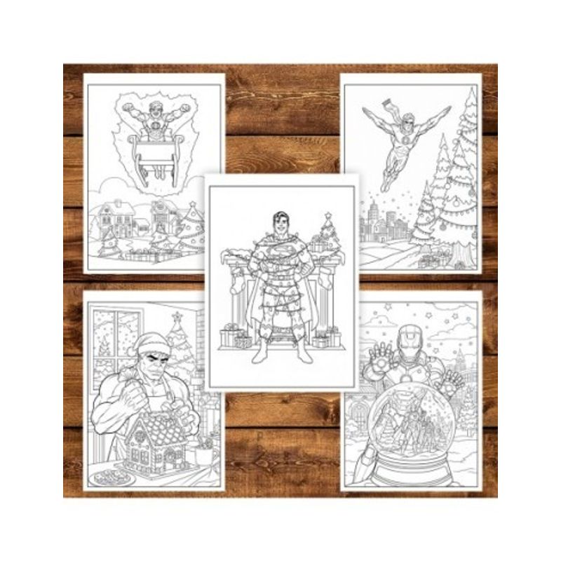 Carti si Birotica - Carti - Carti pentru copii - Carti de colorat - Carte de colorat pentru copii, 50 de ilustratii Supereroi Festivi - Volumul I, 106 pagini, A5 - Infinity.ro