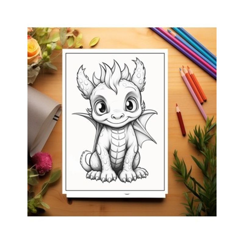 Carti si Birotica - Carti - Carti pentru copii - Carti de colorat - Carte de colorat pentru copii, 50 de ilustratii, Bebe dragoni - Volumul II, 106 pagini, A5 - Infinity.ro