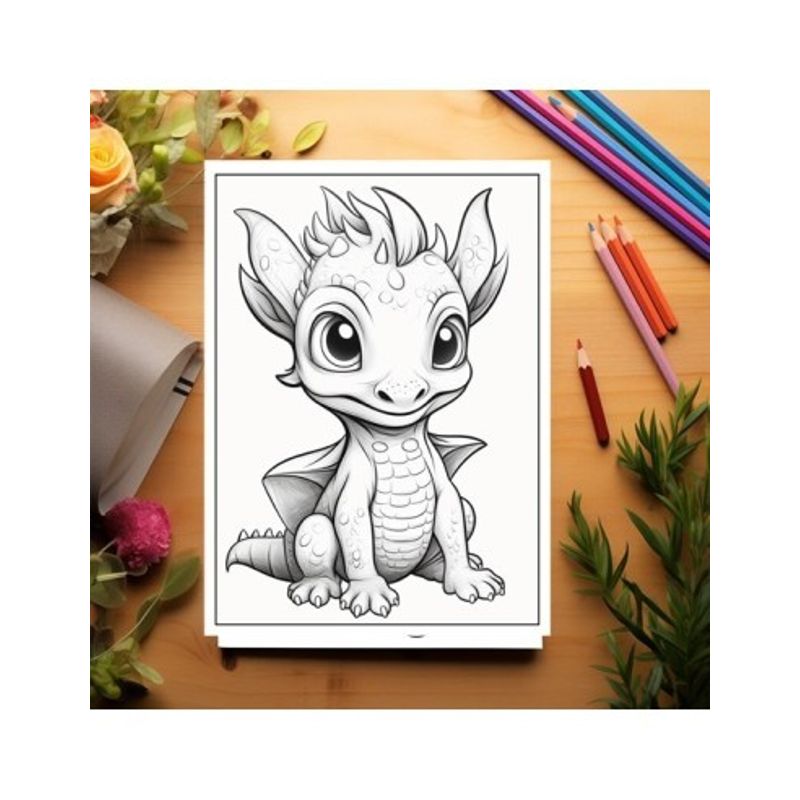 Carti si Birotica - Carti - Carti pentru copii - Carti de colorat - Carte de colorat pentru copii, 50 de ilustratii, Bebe dragoni - Volumul I, 106 pagini, A5 - Infinity.ro