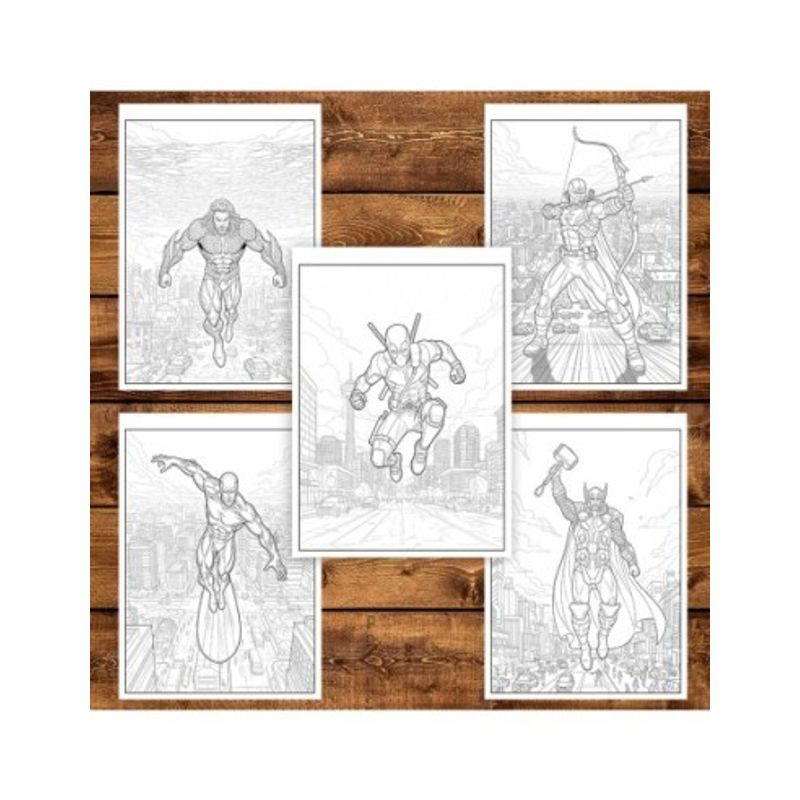 Carti si Birotica - Carti - Carti pentru copii - Carti de colorat - Carte de colorat pentru copii, 50 de ilustratii Supereroi - Volumul III, 106 pagini, A5 - Infinity.ro