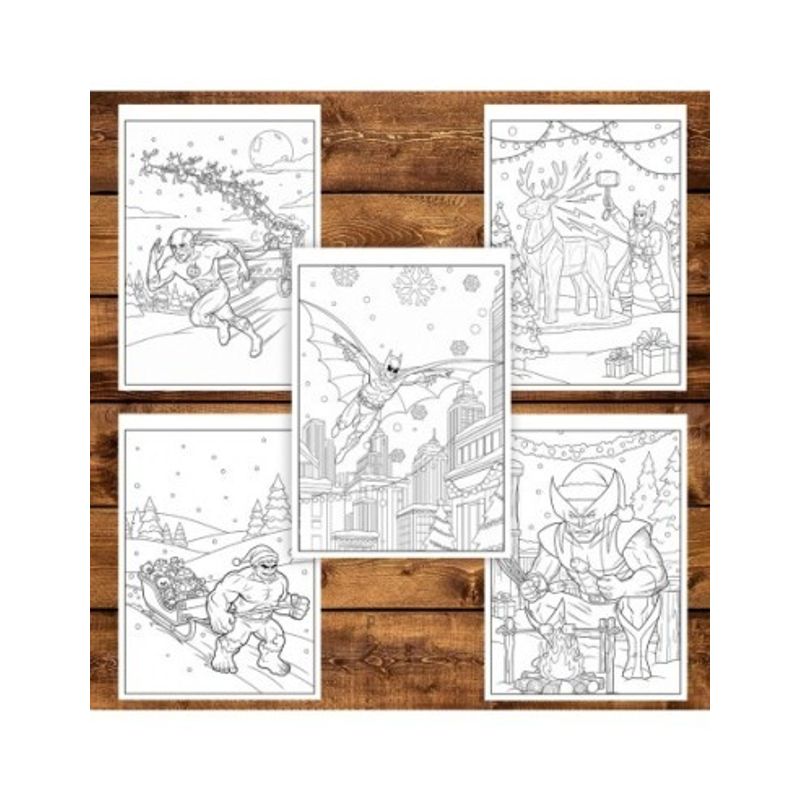 Carti si Birotica - Carti - Carti pentru copii - Carti de colorat - Carte de colorat pentru copii, 50 de ilustratii Supereroi Festivi - Volumul II, 106 pagini, A5 - Infinity.ro