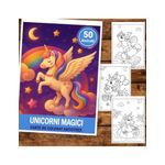 Carti si Birotica - Carti - Carti pentru copii - Carti de colorat - Carte de colorat pentru copii, 50 de ilustratii Unicorni Magici, 106 pagini, A5 - Infinity.ro