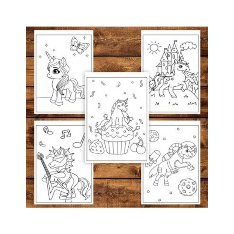 Carti si Birotica - Carti - Carti pentru copii - Carti de colorat - Carte de colorat pentru copii, 50 de ilustratii Unicorni Magici, 106 pagini, A5 - Infinity.ro