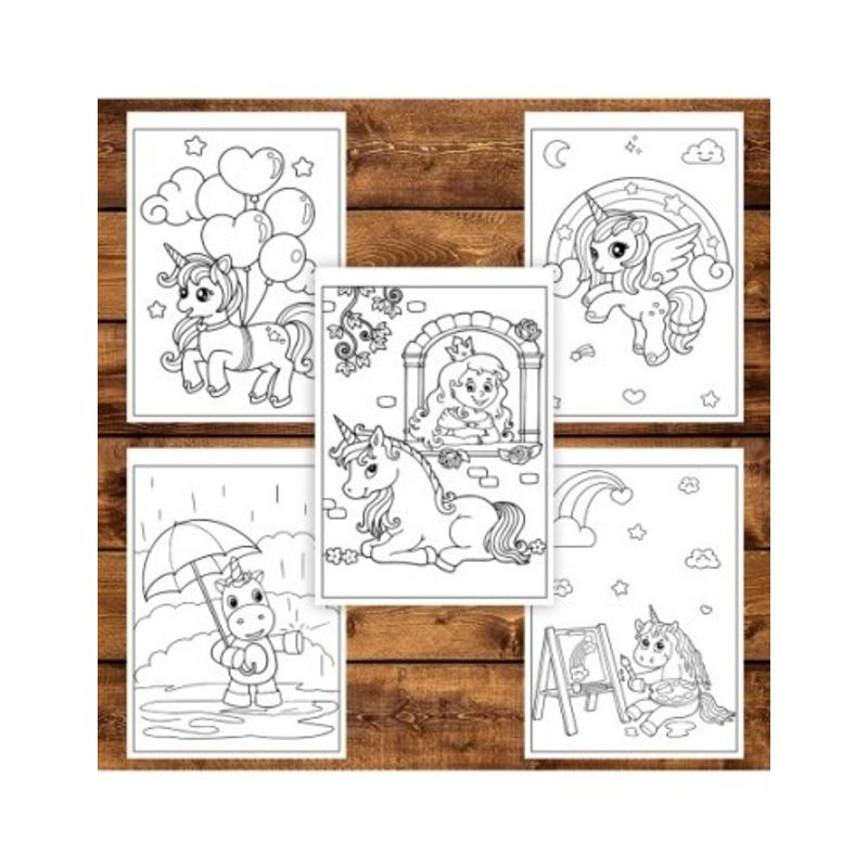 Carti si Birotica - Carti - Carti pentru copii - Carti de colorat - Carte de colorat pentru copii, 50 de ilustratii Unicorni Magici, 106 pagini, A5 - Infinity.ro