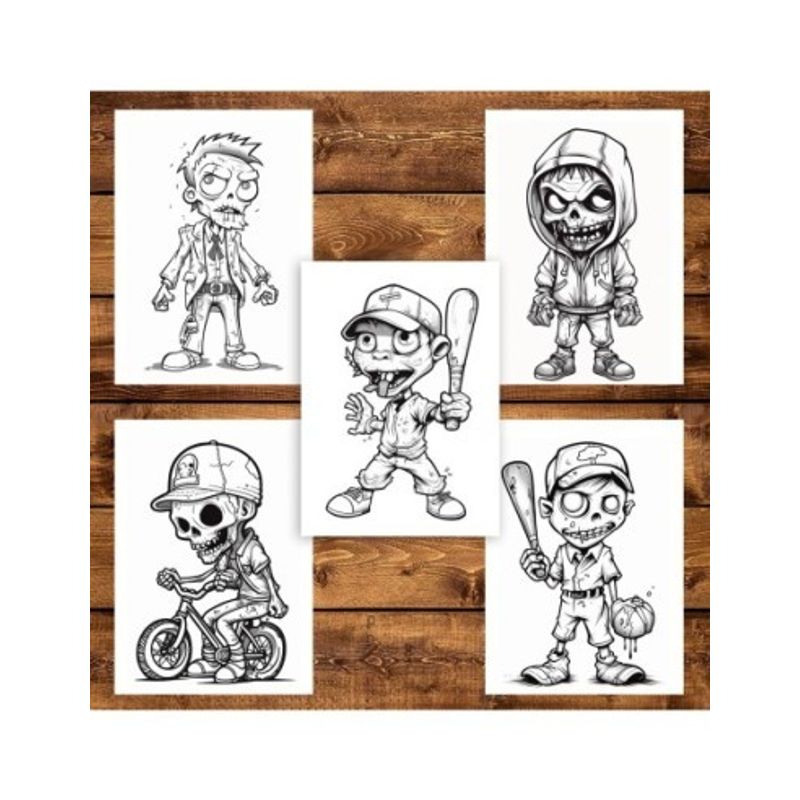 Carti si Birotica - Carti - Carti pentru copii - Carti de colorat - Carte de colorat pentru copii, 50 de ilustratii, Zombie kids - Volumul I, 106 pagini, A5 - Infinity.ro