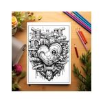 Carti si Birotica - Carti - Carti pentru copii - Carti de colorat - Carte de colorat pentru relaxare si antistres, 25 de ilustratii, Graffiti Heart, 56 pagini, A5 - Infinity.ro