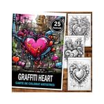 Carti si Birotica - Carti - Carti pentru copii - Carti de colorat - Carte de colorat pentru relaxare si antistres, 25 de ilustratii, Graffiti Heart, 56 pagini, A5 - Infinity.ro