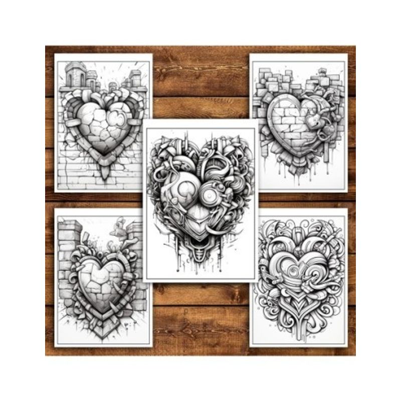 Carti si Birotica - Carti - Carti pentru copii - Carti de colorat - Carte de colorat pentru relaxare si antistres, 25 de ilustratii, Graffiti Heart, 56 pagini, A5 - Infinity.ro