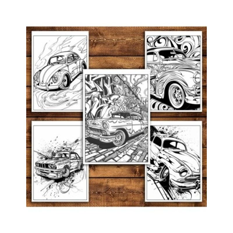 Carti si Birotica - Carti - Carti pentru copii - Carti de colorat - Carte de colorat pentru relaxare si antistres, 25 de ilustratii, Graffiti cu Masini, 56 pagini, A5 - Infinity.ro