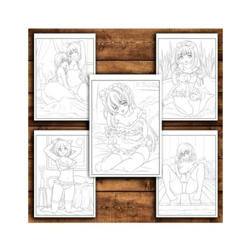 Carti si Birotica - Carti - Carti pentru copii - Carti de colorat - Carte de colorat pentru relaxare si antistres, 30 de ilustratii, Erotic Manga, 66 pagini, A5 - Infinity.ro