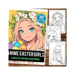 Carti si Birotica - Carti - Carti pentru copii - Carti de colorat - Carte de colorat pentru relaxare si antistres, 30 de ilustratii, Anime Easter Girls, 66 pagini, A5 - Infinity.ro