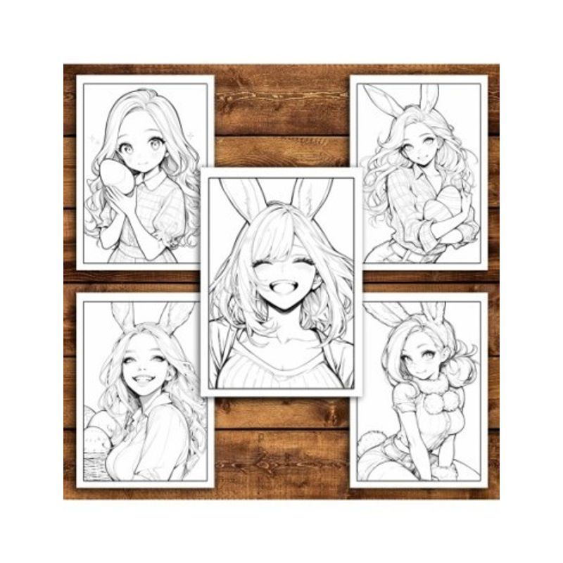 Carti si Birotica - Carti - Carti pentru copii - Carti de colorat - Carte de colorat pentru relaxare si antistres, 30 de ilustratii, Anime Easter Girls, 66 pagini, A5 - Infinity.ro