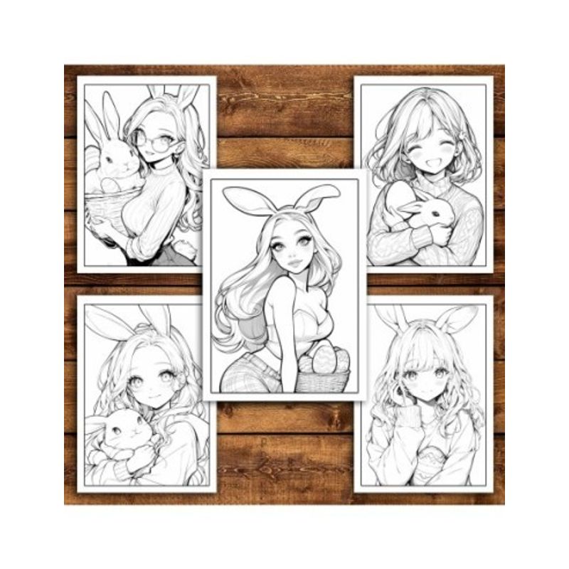 Carti si Birotica - Carti - Carti pentru copii - Carti de colorat - Carte de colorat pentru relaxare si antistres, 30 de ilustratii, Anime Easter Girls, 66 pagini, A5 - Infinity.ro
