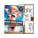 Carti si Birotica - Carti - Carti pentru copii - Carti de colorat - Carte de colorat pentru relaxare si antistres, 34 de ilustratii, Manga Beach Babes, 74 pagini, A5 - Infinity.ro