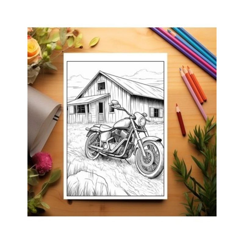 Carti si Birotica - Carti - Carti pentru copii - Carti de colorat - Carte de colorat pentru relaxare si antistres, 35 de ilustratii, Motociclete, 76 pagini, A5 - Infinity.ro