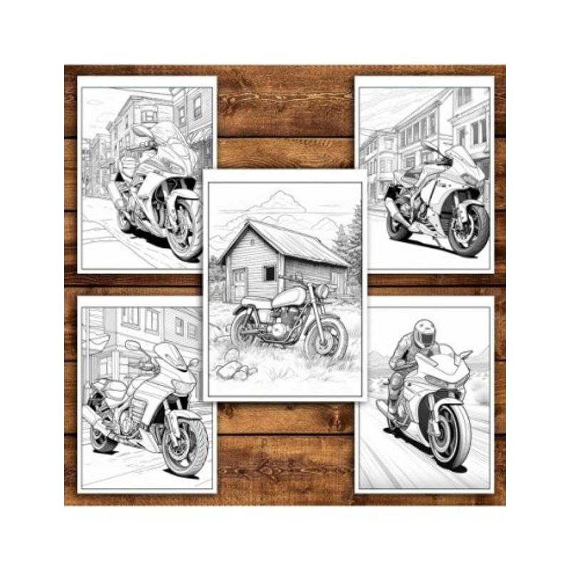 Carti si Birotica - Carti - Carti pentru copii - Carti de colorat - Carte de colorat pentru relaxare si antistres, 35 de ilustratii, Motociclete, 76 pagini, A5 - Infinity.ro