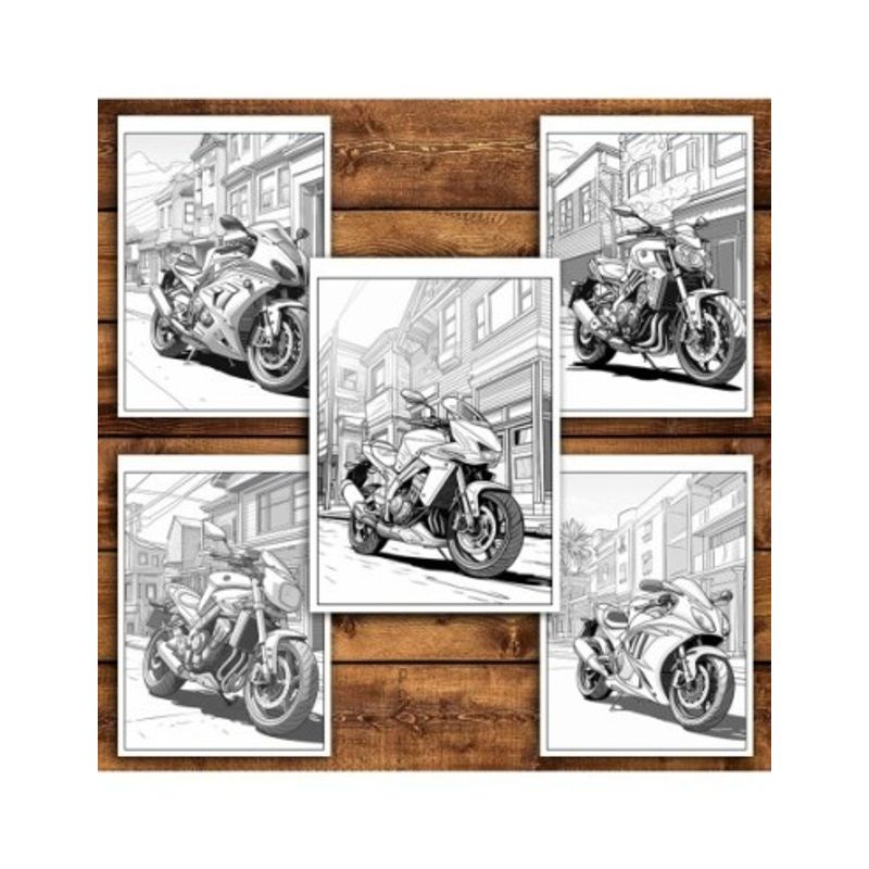 Carti si Birotica - Carti - Carti pentru copii - Carti de colorat - Carte de colorat pentru relaxare si antistres, 35 de ilustratii, Motociclete, 76 pagini, A5 - Infinity.ro