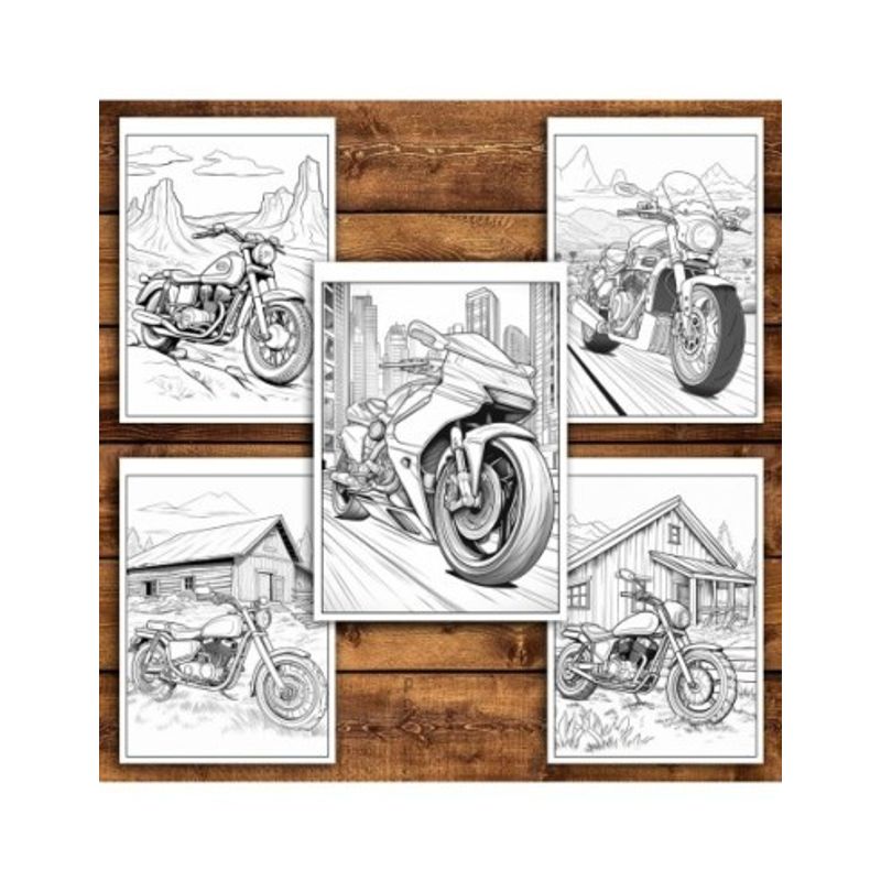 Carti si Birotica - Carti - Carti pentru copii - Carti de colorat - Carte de colorat pentru relaxare si antistres, 35 de ilustratii, Motociclete, 76 pagini, A5 - Infinity.ro