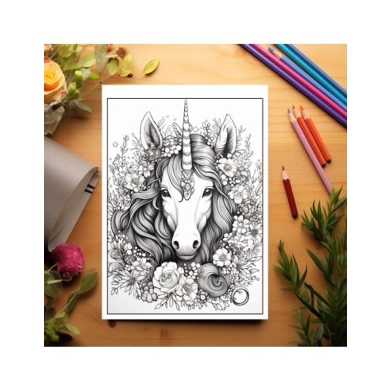 Carti si Birotica - Carti - Carti pentru copii - Carti de colorat - Carte de colorat pentru relaxare si antistres, 31 de ilustratii, Unicorni, 68 pagini, A5 - Infinity.ro