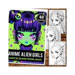 Carti si Birotica - Carti - Carti pentru copii - Carti de colorat - Carte de colorat pentru relaxare si antistres, 40 de ilustratii, Anime Alien Girls, 86 pagini, A5 - Infinity.ro