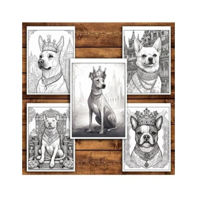 Carti si Birotica - Carti - Carti pentru copii - Carti de colorat - Carte de colorat pentru relaxare si antistres, 38 de ilustratii, Majestic Dogs, 82 pagini, A5 - Infinity.ro
