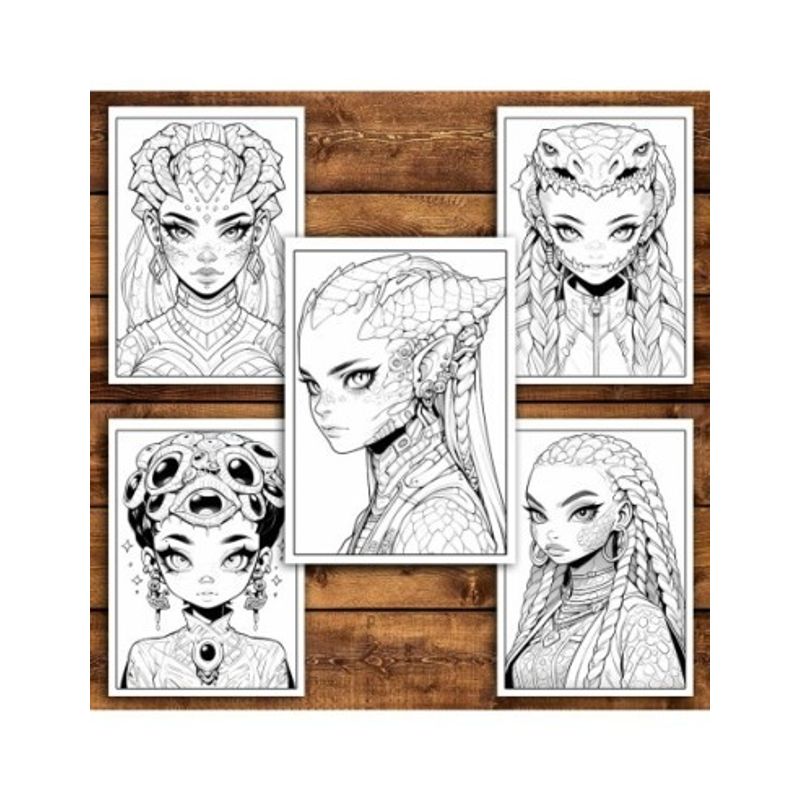 Carti si Birotica - Carti - Carti pentru copii - Carti de colorat - Carte de colorat pentru relaxare si antistres, 40 de ilustratii, Anime Alien Girls, 86 pagini, A5 - Infinity.ro