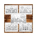 Carti si Birotica - Carti - Carti pentru copii - Carti de colorat - Carte de colorat pentru relaxare si antistres, 40 de ilustratii, Casute din Ciuperci, 96 pagini, A5 - Infinity.ro