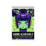Carti si Birotica - Carti - Carti pentru copii - Carti de colorat - Carte de colorat pentru relaxare si antistres, 40 de ilustratii, Anime Alien Girls, 86 pagini, A5 - Infinity.ro