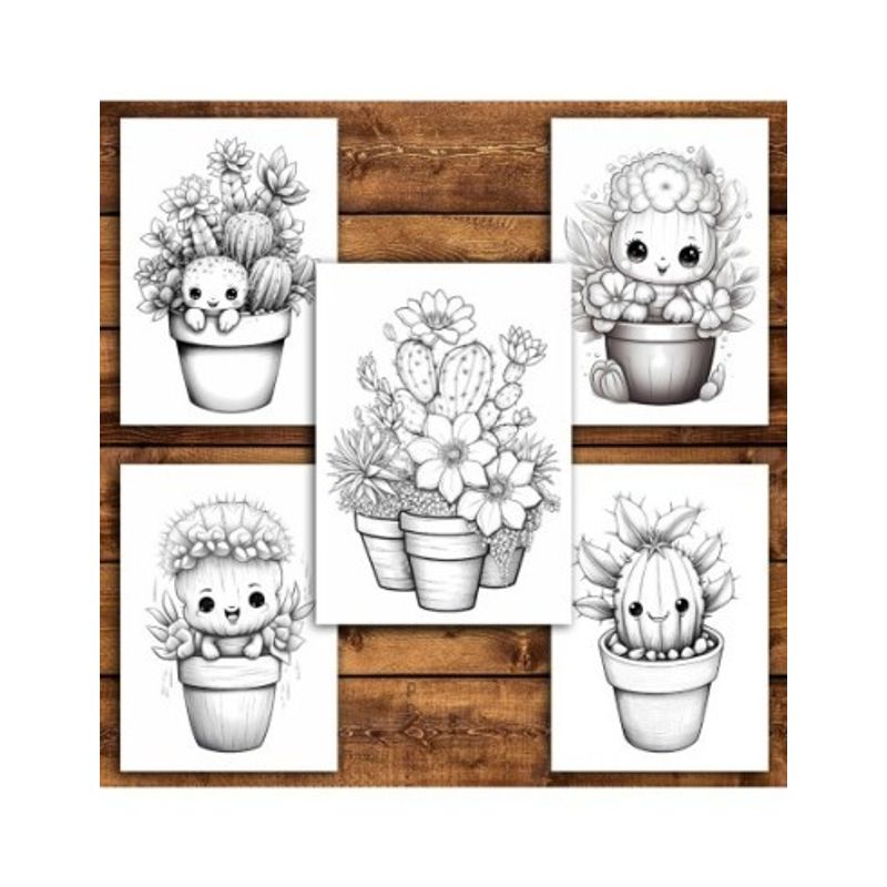 Carti si Birotica - Carti - Carti pentru copii - Carti de colorat - Carte de colorat pentru relaxare si antistres, 40 de ilustratii, Cactusi Draguti, 96 pagini, A5 - Infinity.ro