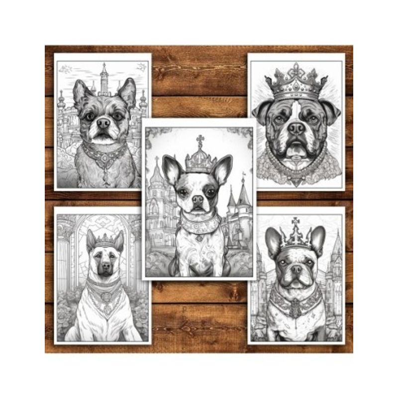 Carti si Birotica - Carti - Carti pentru copii - Carti de colorat - Carte de colorat pentru relaxare si antistres, 38 de ilustratii, Majestic Dogs, 82 pagini, A5 - Infinity.ro