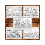 Carti si Birotica - Carti - Carti pentru copii - Carti de colorat - Carte de colorat pentru relaxare si antistres, 40 de ilustratii, Casute din Ciuperci, 96 pagini, A5 - Infinity.ro