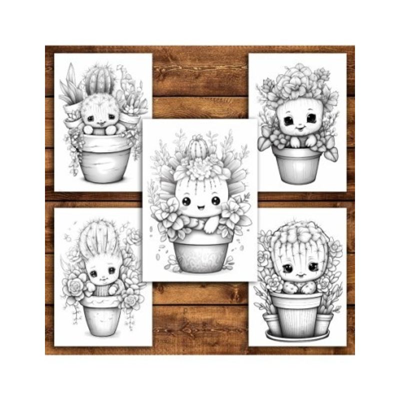Carti si Birotica - Carti - Carti pentru copii - Carti de colorat - Carte de colorat pentru relaxare si antistres, 40 de ilustratii, Cactusi Draguti, 96 pagini, A5 - Infinity.ro