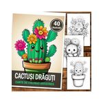 Carti si Birotica - Carti - Carti pentru copii - Carti de colorat - Carte de colorat pentru relaxare si antistres, 40 de ilustratii, Cactusi Draguti, 96 pagini, A5 - Infinity.ro