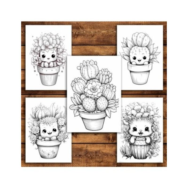 Carti si Birotica - Carti - Carti pentru copii - Carti de colorat - Carte de colorat pentru relaxare si antistres, 40 de ilustratii, Cactusi Draguti, 96 pagini, A5 - Infinity.ro