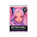 Carti si Birotica - Carti - Carti pentru copii - Carti de colorat - Carte de colorat pentru relaxare si antistres, 40 de ilustratii, Anime Butterfly Girls, 86 pagini, A5 - Infinity.ro