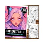 Carti si Birotica - Carti - Carti pentru copii - Carti de colorat - Carte de colorat pentru relaxare si antistres, 40 de ilustratii, Anime Butterfly Girls, 86 pagini, A5 - Infinity.ro